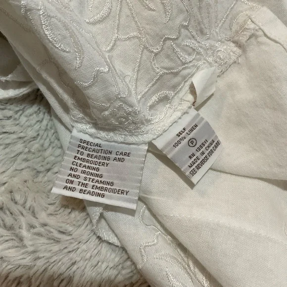 Night Studio Linen Elegant White Lace Jacket - Picture 6 of 7